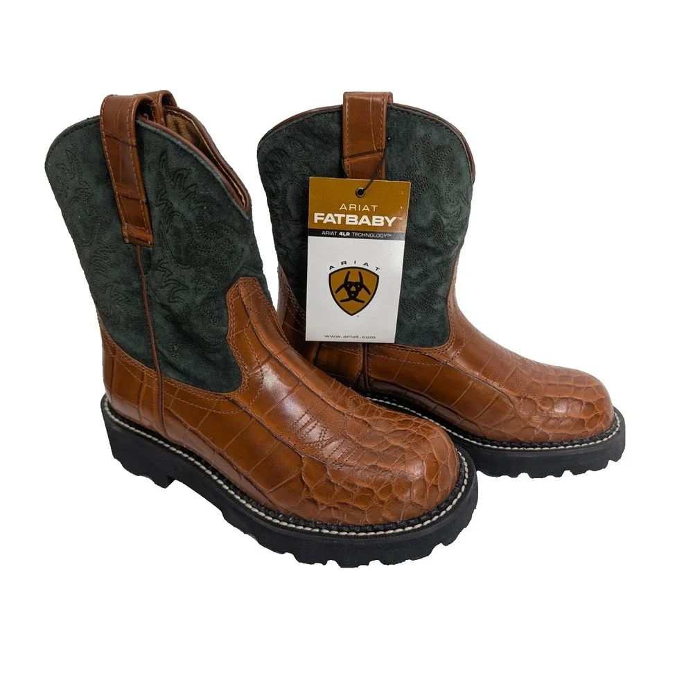 Ariat 🐎Fatbaby Almond Gator Print Western Boots - Ladies 6.5 B *NEW*